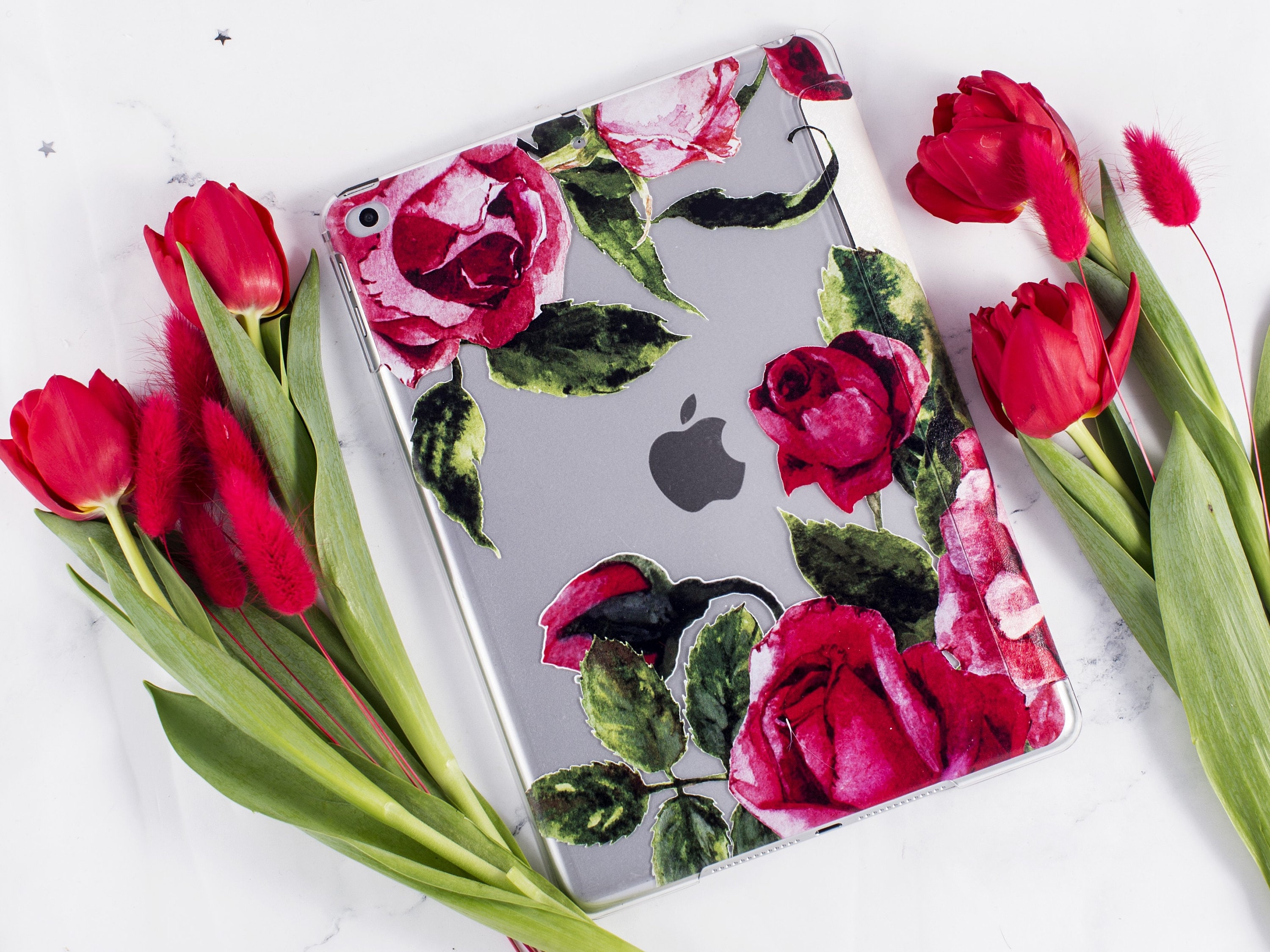 Pink roses cute iPad 9.7 case pretty flowers print 12.9 iPad Etsy