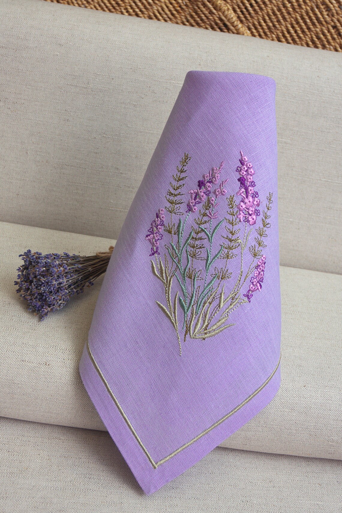 Embroidery Lavender Linen napkins Decorative napkins Dinner Etsy