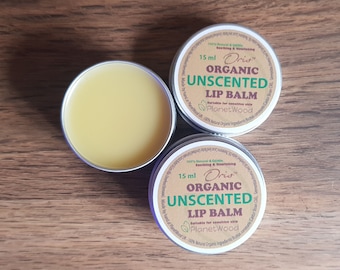 Oris 100% Natural & Organic Lip Balm - Unscented - 15 or 30ml Tin - Cocoa Butter - Jojoba Oil - Handmade by PlanetWood UK