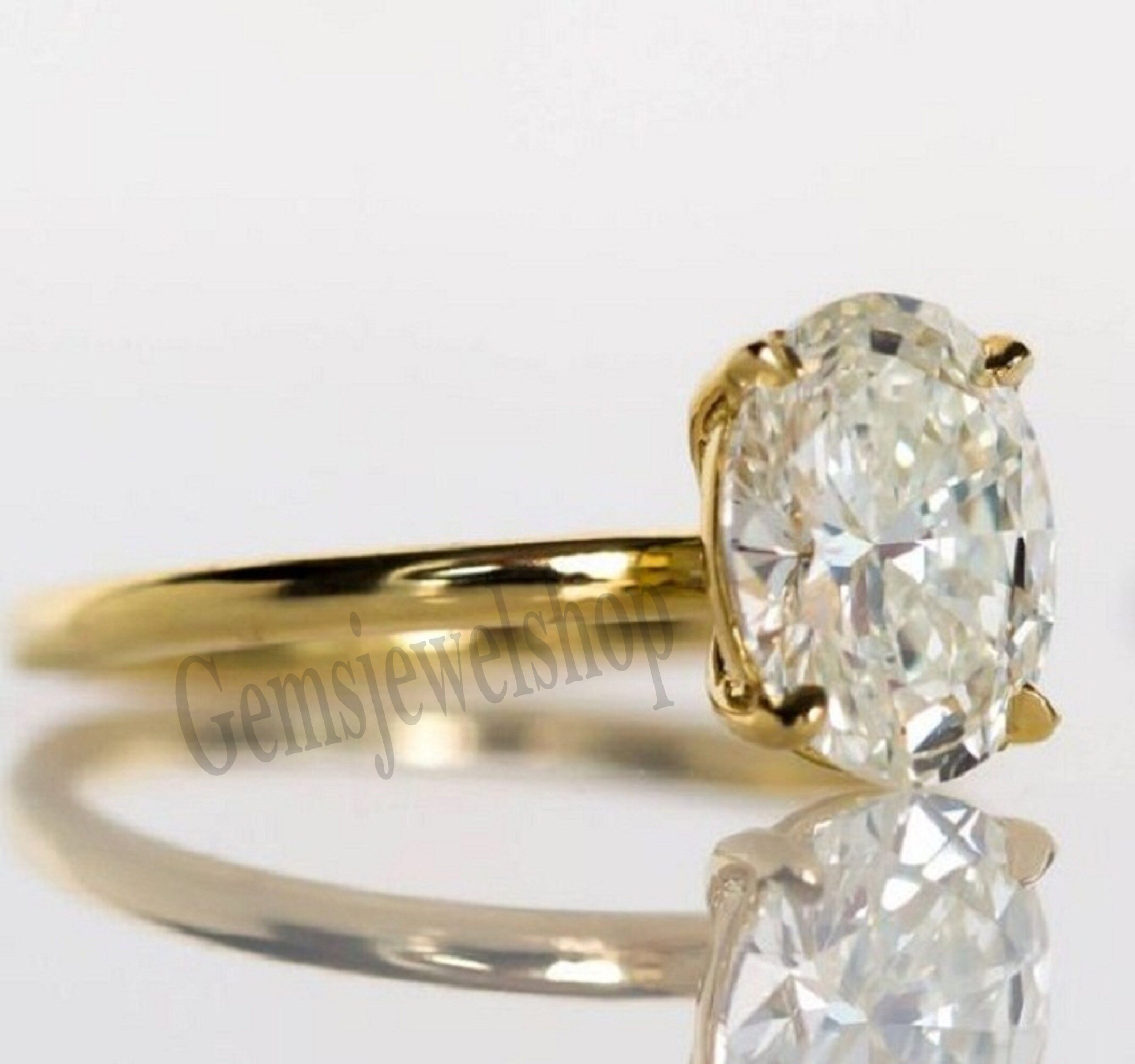 Solitaire Moissanite Engagement Ring Oval Cut Colorless 1.33 Etsy