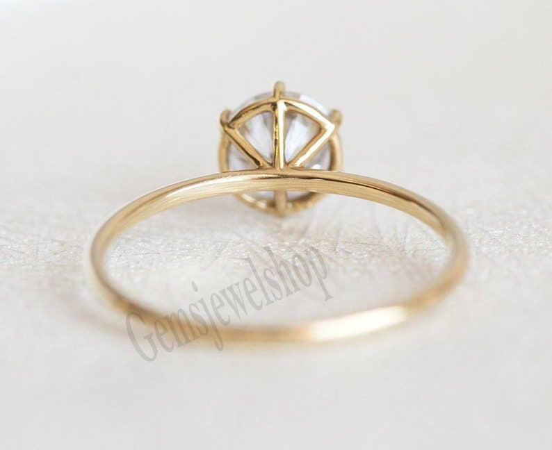 6 Prong Set Solitaire Moissanite Ring Round White 6.5 MM Moissanite Engagement Ring Wedding Ring Promise Ring For Women/'s In 14k Yellow Gold
