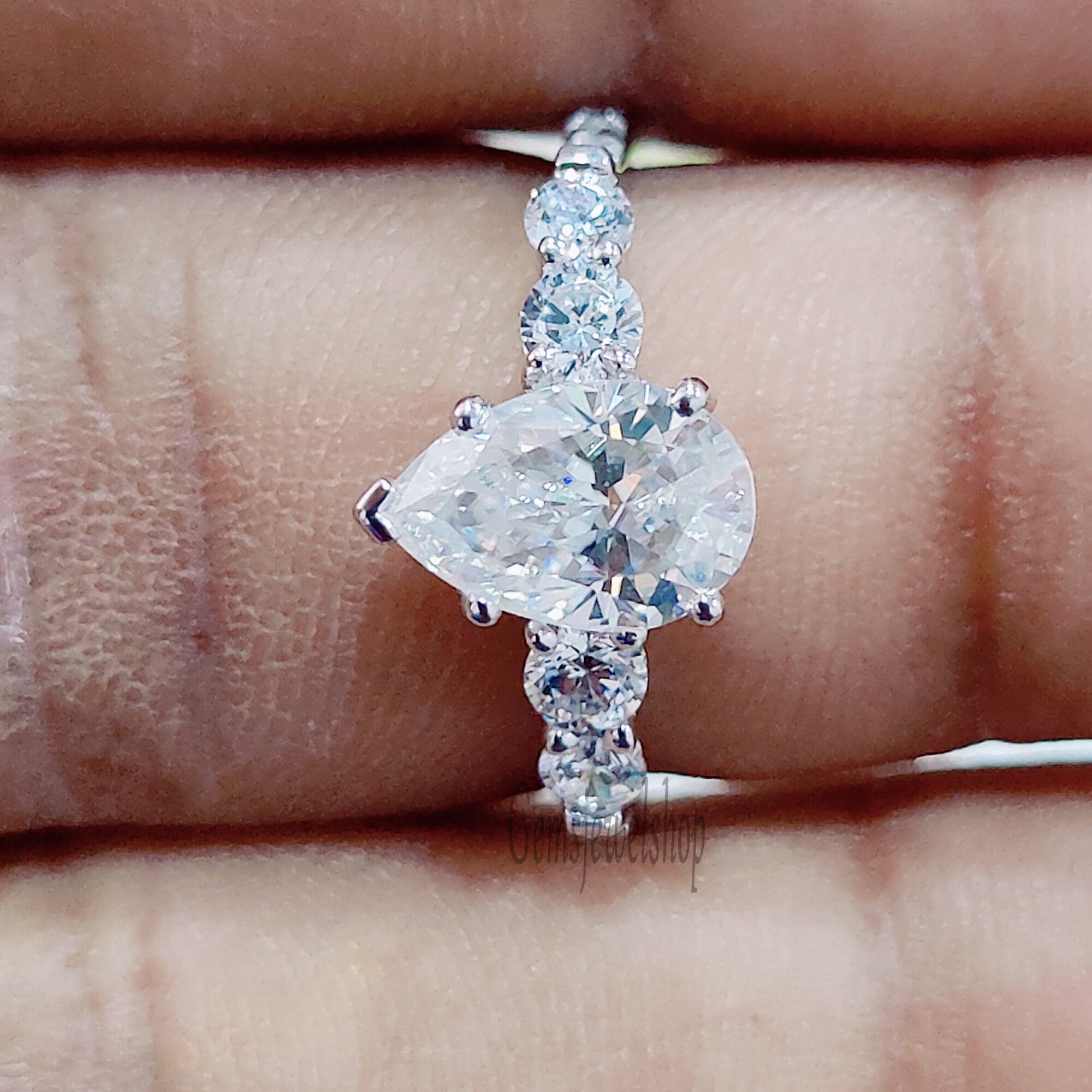 Pear Moissanite Ring Pear Moissanite Engagement Ring 1.75 CT Etsy