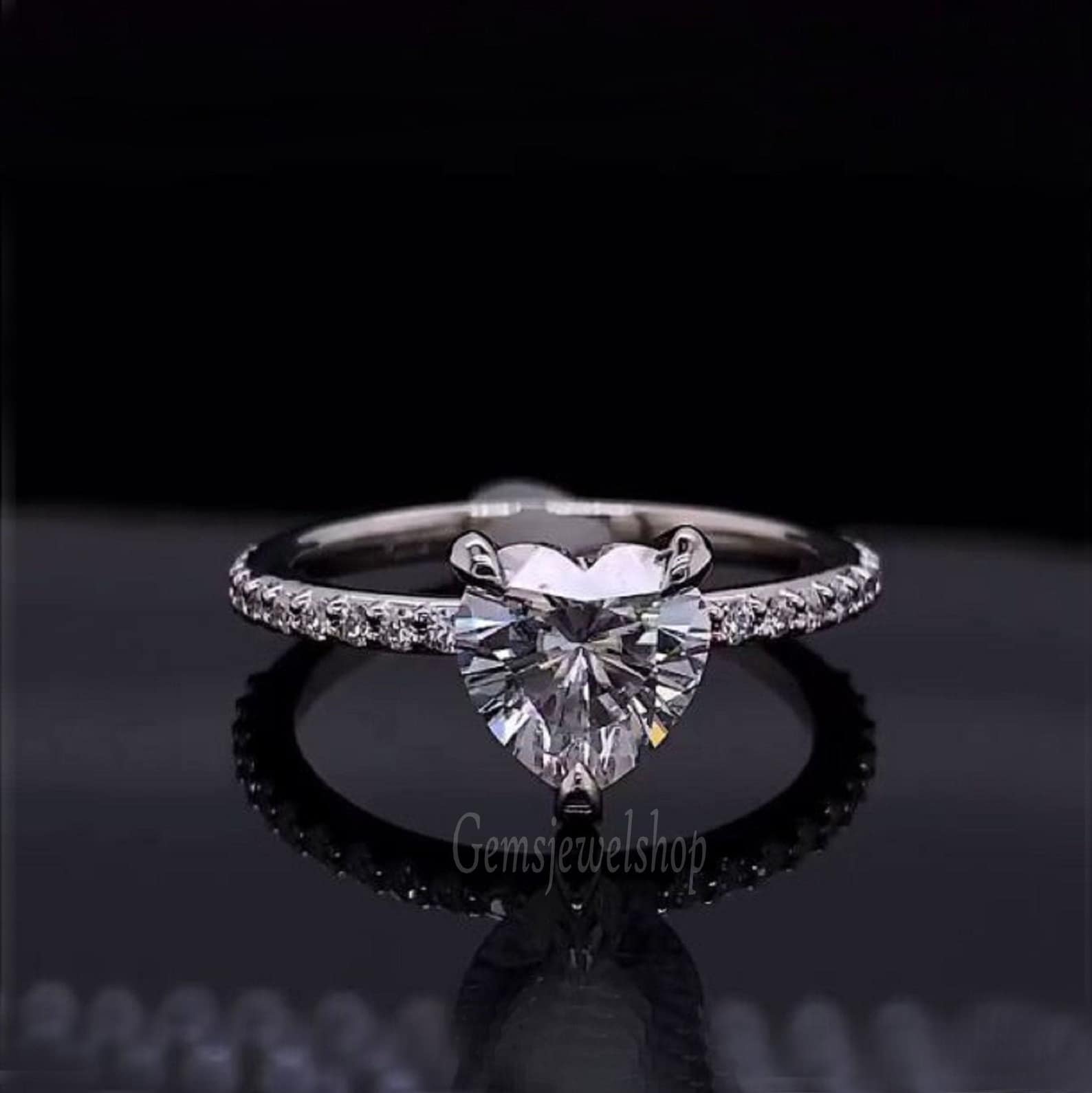 Heart Moissanite Ring Heart Cut Moissanite Engagement Ring Etsy UK
