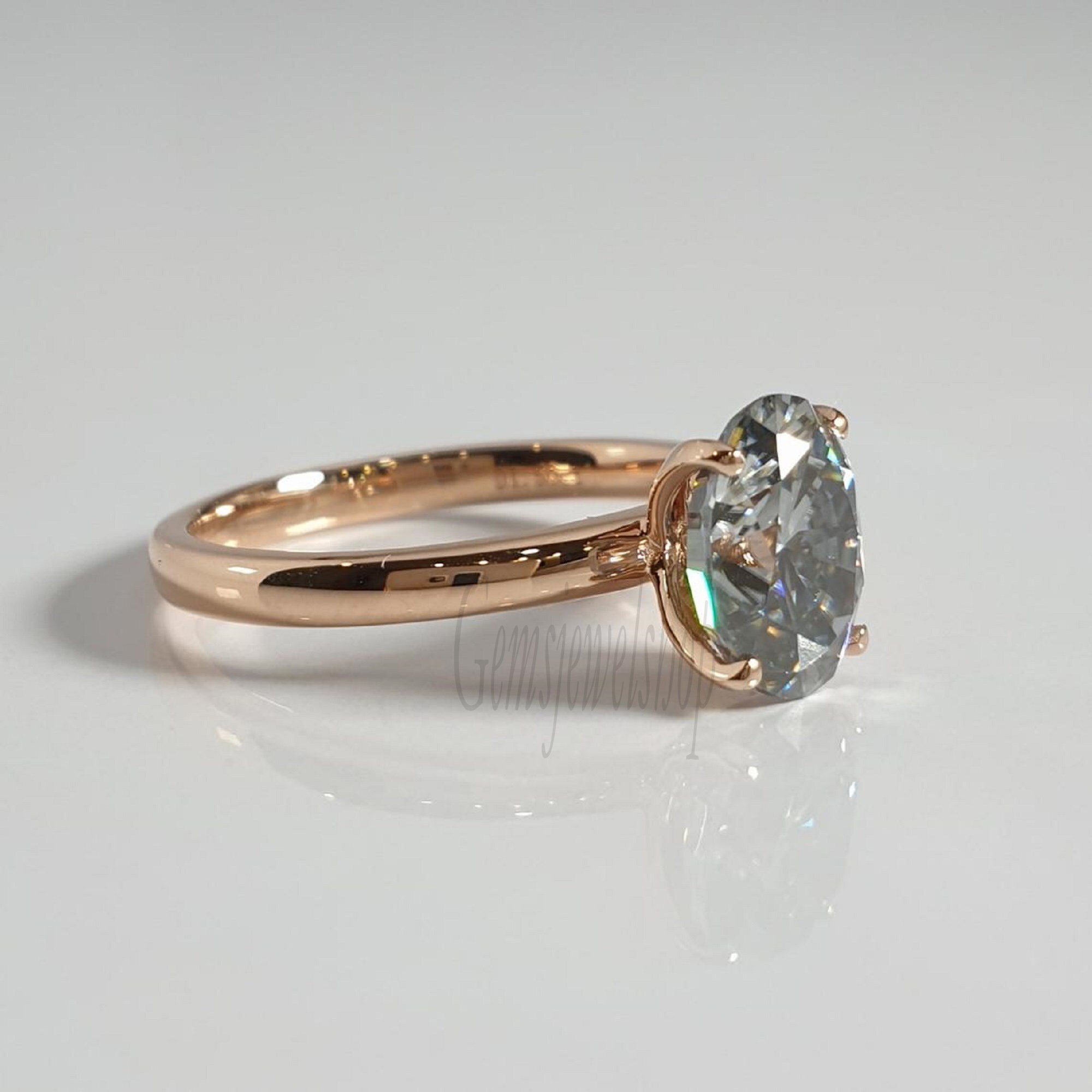 Grey Moissanite Ring 1.33 CT Gray Oval Moissanite Engagement Etsy