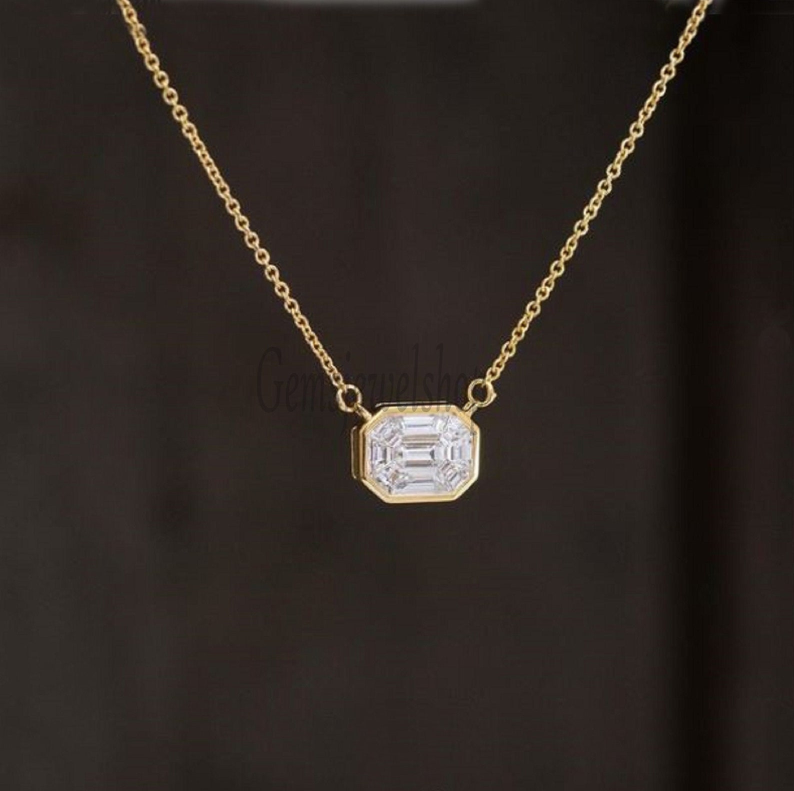 Custom Order Only Chain Moissanite Pendant Necklace Emerald Etsy