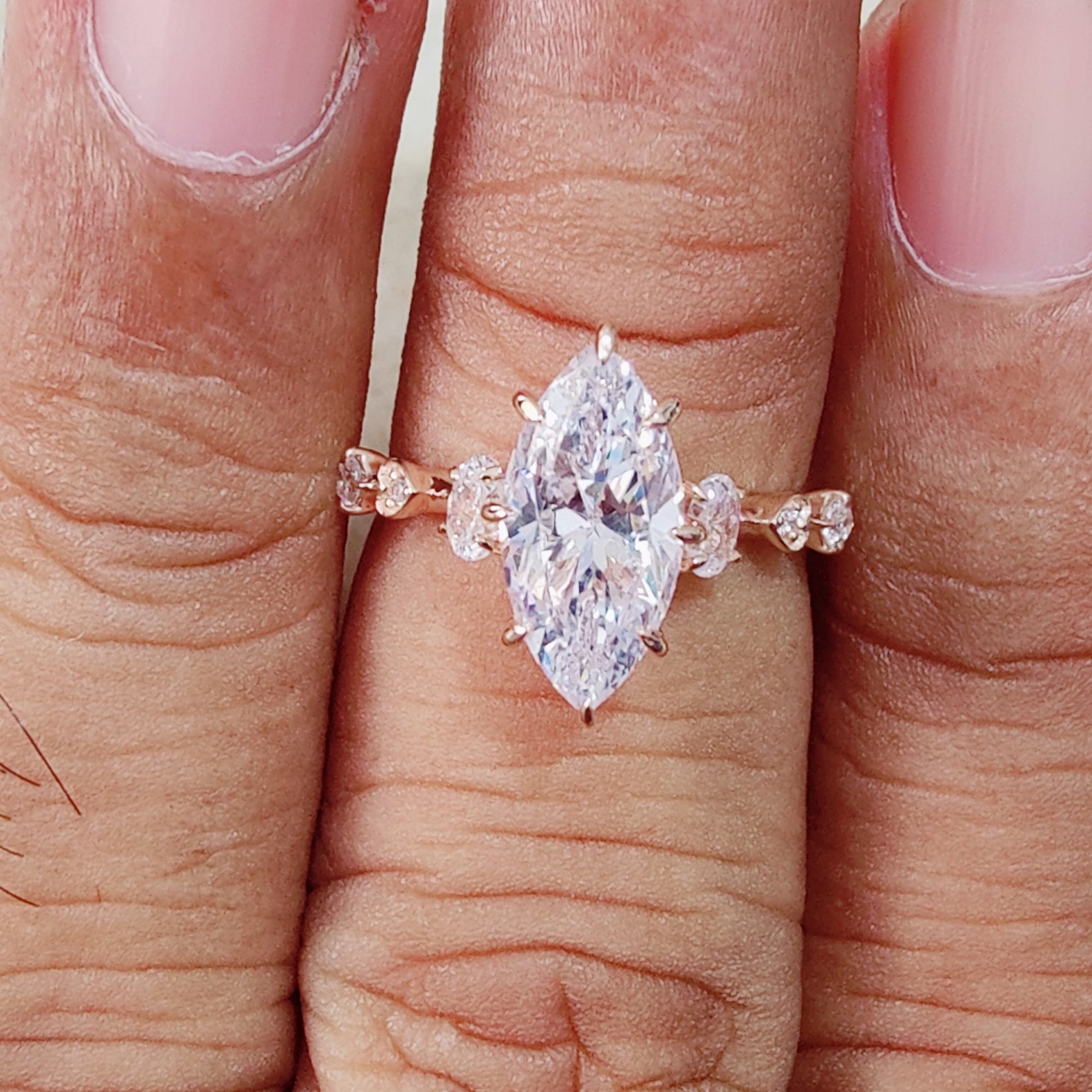 Marquise Moissanite Unique Engagement Ring Marquise Moissanite Etsy
