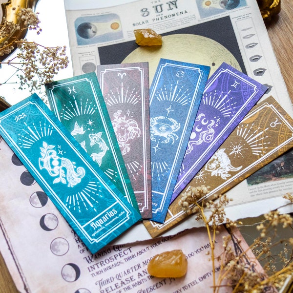 Zodiac Sign Bookmarks, Celestial Bookmarks, Astrology Bookmarks