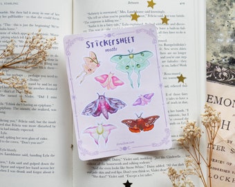 Magical Moths Stickersheet, Moth Stickers, Witchy Moths, Butterfly Stickers, Journaling Stickers