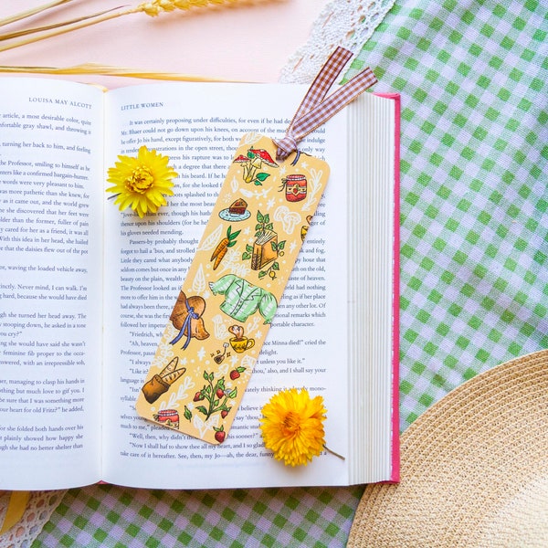 Cottage Core Bookmark With Ribbon, Aesthetic Ribbon Bookmark, Cute Spring Bookmark, Picknick Bookmark, Cottage Core Aesthetic Bookmark