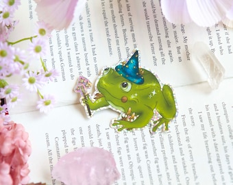 Herbert The Wizard Frog Glitter Sticker, Glitter Sticker, Frog Sticker, Fairy Sticker, Special Effect Sticker, Holographic Sticker