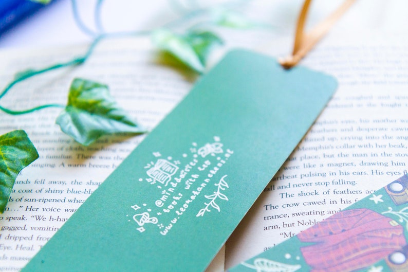 dark academia bookmark with satin ribbon aesthetic ribbon