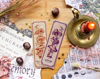 Witchy Toadstool Illustration Bookmark Set, Autumnal Bookmark, Mushroom Bookmark, Botanical Bookmark, Fall Bookmarks