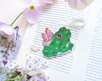 Gus The Fairy Frog Glitter Sticker, Glitter Sticker, Frog Sticker, Fairy Sticker, Special Effect Sticker, Holographic Sticker