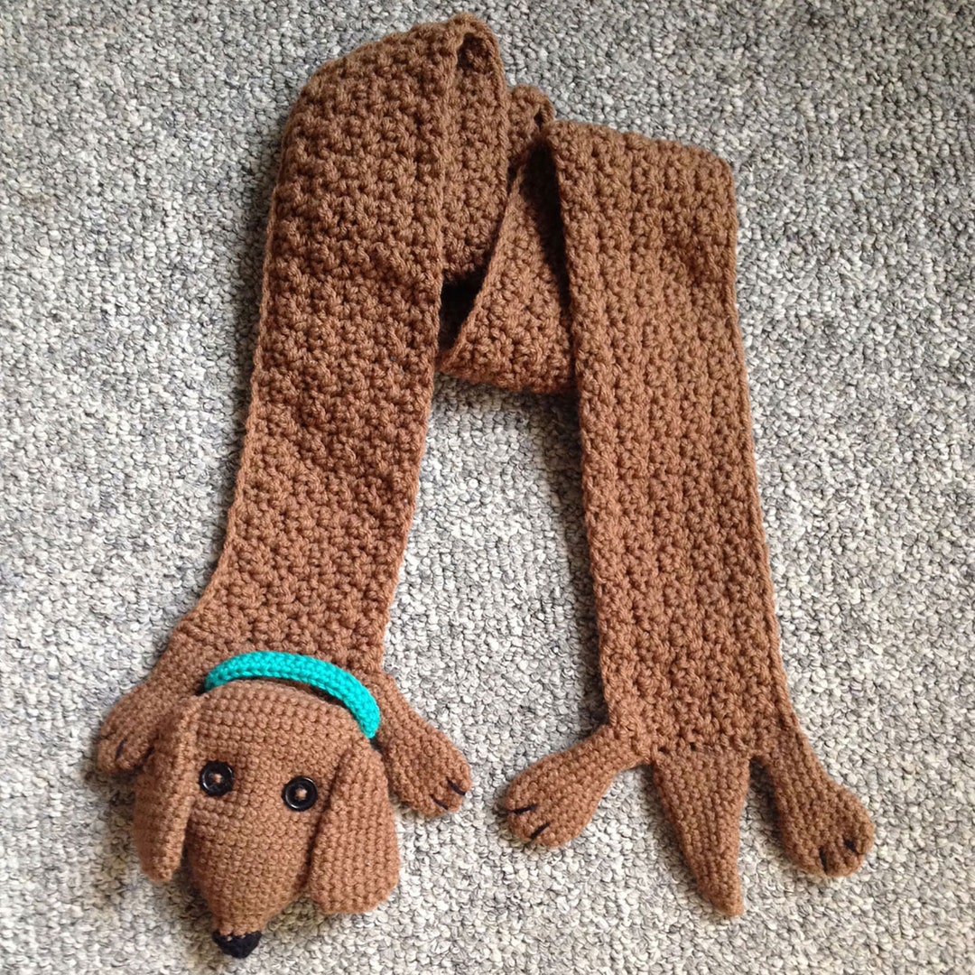Yarn Crochet Dog Scarf For Beginners Wiener Dog Crochet Scarf
