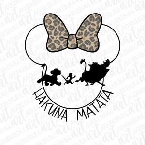 Hakuna Matata Girl Mouse Head transparent PNG file, sublimation, girl mouse ears, family, INSTANT DOWNLOAD, printable, digital, transfer