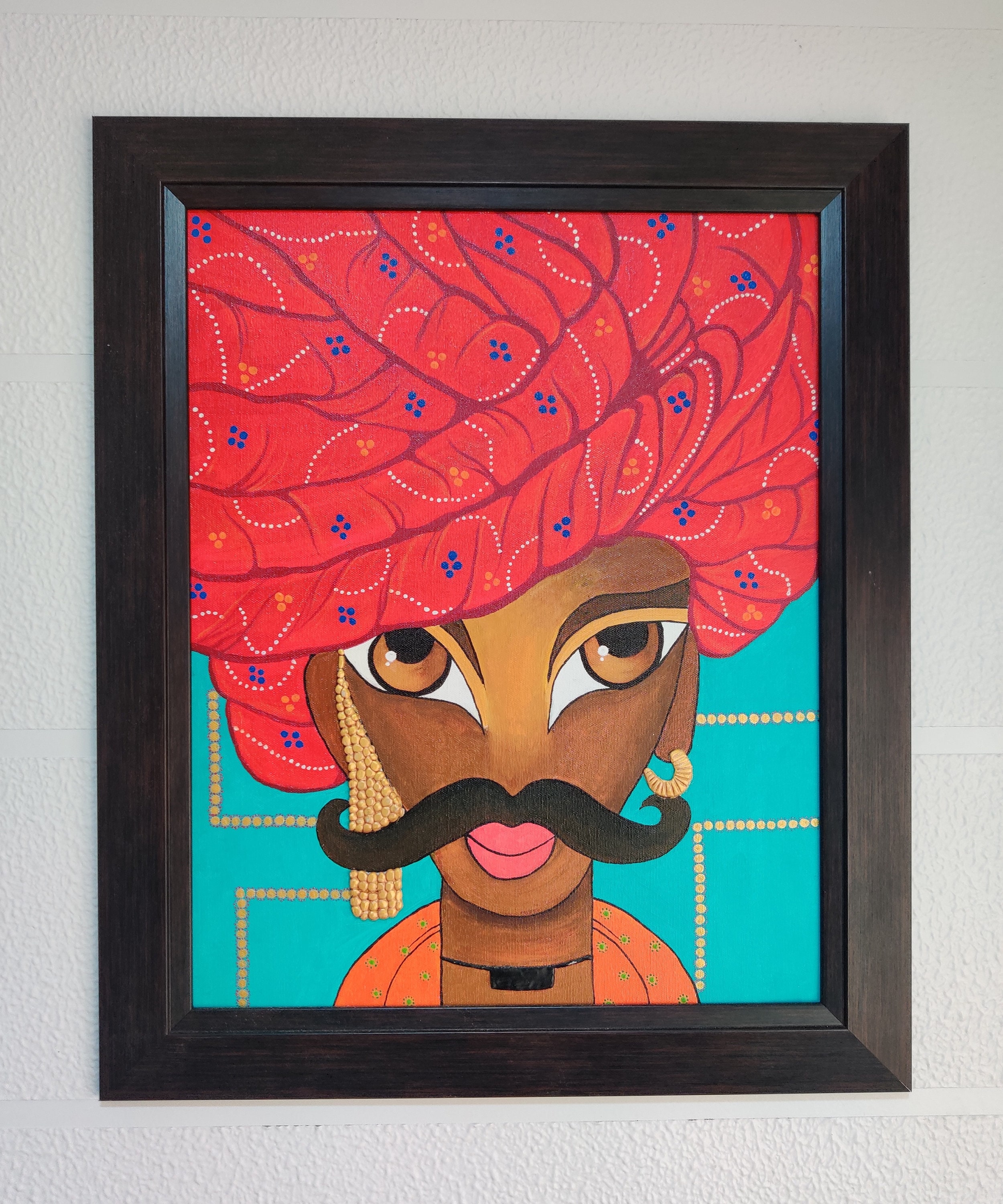 Handmade Indian Rajasthani Man Canvas Painting Wall Home Decor Etsy