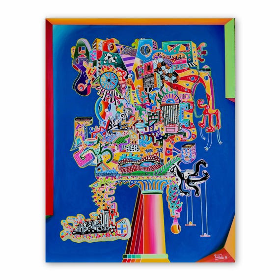 Head thinking of a deep blue future somewhere by the sea (130 x 100 cm)