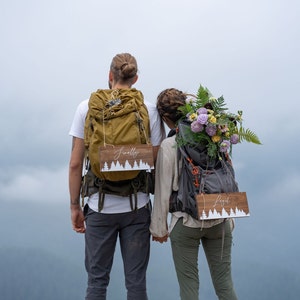 Backpack Signs Finally Legit Backpack Sign For Mountain Wedding Decoration For Elopement Just Married Sign For Mountain Themed Wedding Decor