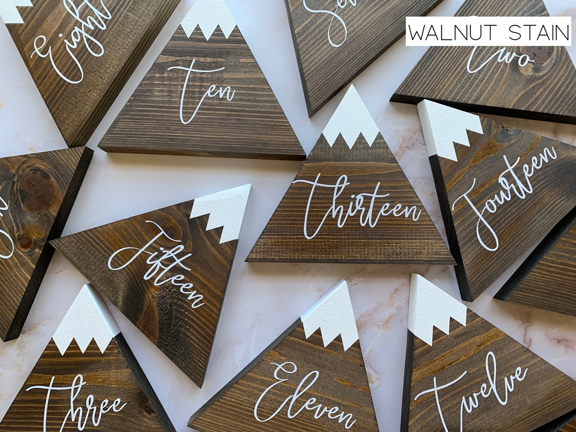 Mountain Table Numbers Mountain Wedding Decor Wooden Etsy