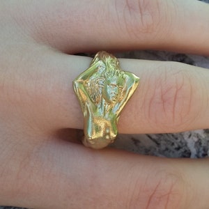 Nude Lady Ring Gold Plated Naked Woman Ring Sterling | Etsy