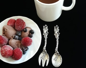 Silverware - Tea Spoon - Dessert Fork - Silver Tea Spoon - Silver Dessert Fork - Tea Spoon with Angel - Tead Fork with Angel