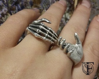 Life and Death Ring - Handshake - Skull Ring - Skeleton Hand Ring - Puzzle Ring - Fede Ring - Mourning Ring - Friendship Ring - Hand in Hand