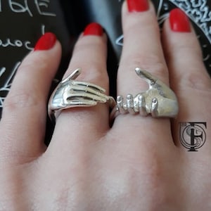 Love and Friendship Ring - Handshake Silver Ring - Gimmel Ring - Puzzle Ring - Engagement Ring - Hand in Hand Ring - Shaking Hands Ring