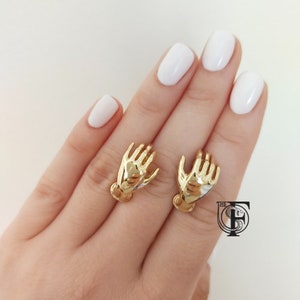 Pendientes de Manos - Pendientes de Par de Manos - Pendientes de Guantes - Pendientes de Niña - Pendientes Chapados en Oro - Pendientes Pequeños - Pendientes de Guantes