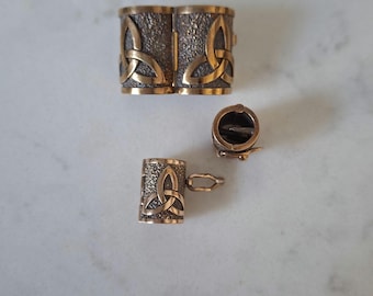 Bronze Beard Beads - Hair Beads - Beard Jewelry - Beard Accessories - Dreadlocks - Viking Jewelry - Hair Tubes - Triquetra - Norse Mythology