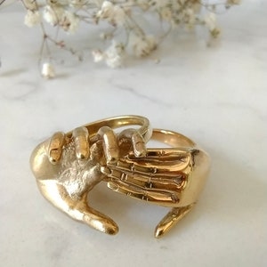 Love and Friendship Ring - Hand Ring - Handshake Silver Ring - Gimmel Ring - Puzzle Ring - Engagement Ring - Shaking Hands Ring Double Ring