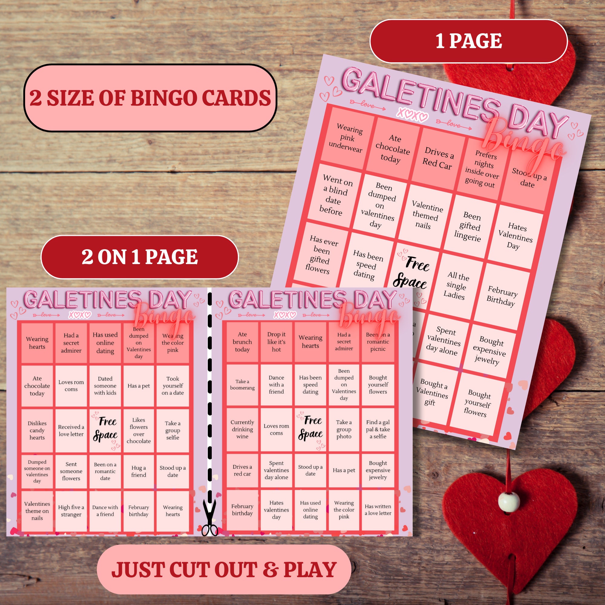 Galentines Day Bingo Cards Instant Download Fun Games for Ladies Quirky