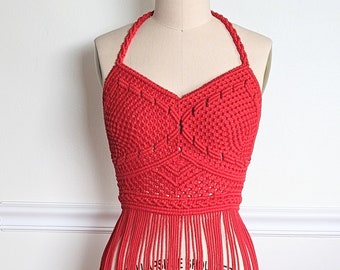 Red Macrame Dress