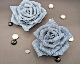 Handmade Denim Rose Brooch: Upcycled Jean Flower Pin