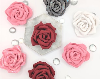 Handmade Denim Rose Pin: Upcycled Fabric Brooch, Floral Accent
