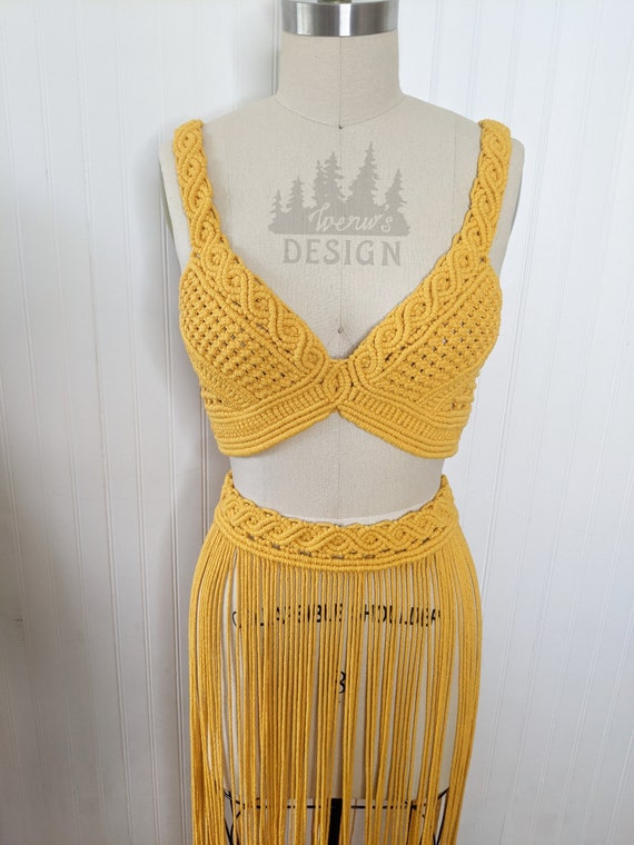 Macrame Two-piece Set Macrame Outfit Macrame Bralette | Etsy