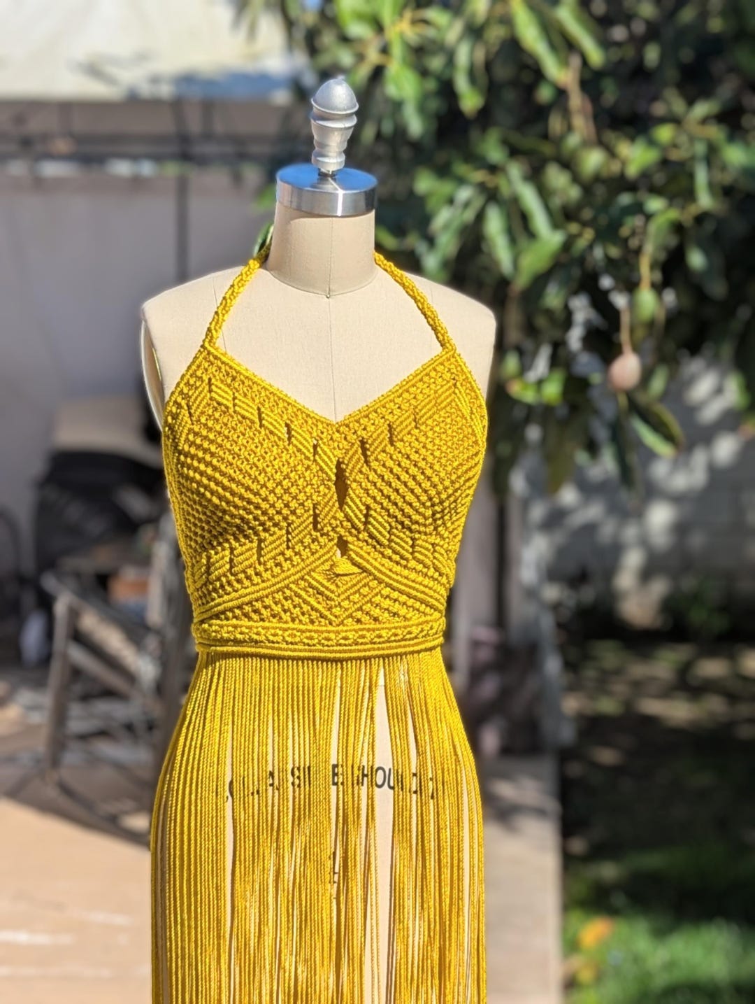 Hand-knotted Golden Yellow Rope Dress: Macrame Goddess Gown - Etsy