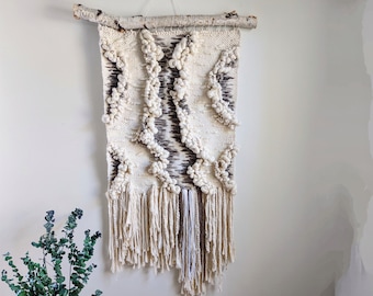 Birch bark inspired Wall Hanging, Handwoven Tapestry