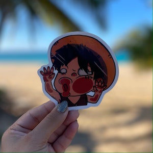 Adesivo Luffy Peek-a-boo, Anime Clear Borders, Adesivo per auto, Adesivo per laptop, Adesivo per paraurti, Monkey D Luffy Re dei pirati