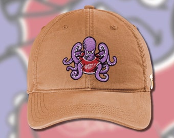 Red Wings Hat, AL the Octopus Carhartt Velcro Strap Cap - Hockey Gift