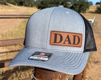 Dad Patch Hat, Leatherette Patch Cap, New Dad Snapback, Trucker hat, Gift for Dad, Fathers Day Gift, Best Dad Ever, #1 Dad, Richardson 112