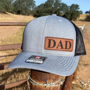 Dad Patch Hat, Leatherette Patch Cap, New Dad Snapback, Trucker hat, Gift for Dad, Fathers Day Gift, Best Dad Ever, #1 Dad, Richardson 112