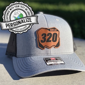 Motocross Hat, Number Plate Leather Patch Cap, Gift for Dirt Bike Kid, Moto Mom, Moto Dad