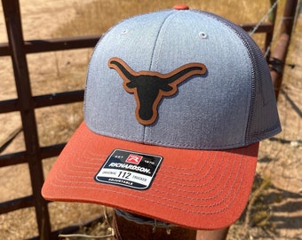 Texas Longhorns Hat V2 - Leather Patch Hat - Leatherette Patch - Richardson 112 cap