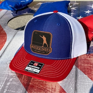 Cornhole Hat - Leatherette Patch Hat - Richardson 112 Snapback