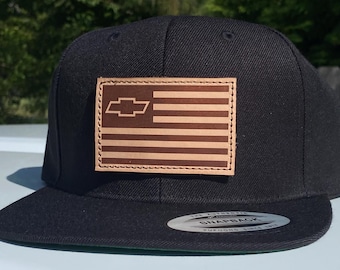 Chevrolet Hat, Chevy Bowtie Leather Patch Hat, Chevy USA Flag Cap, Heartbeat of America, Chevy Duramax, High Country, C10, C/K 10 Hat