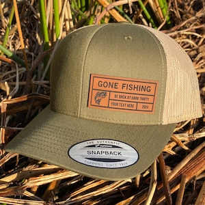 Fishing Hat, Gone Fishing, Bass Fishing Hat, Personalized Fishing Cap, Rippin&#39; Lips Fishing Hat, Fishing gift for Dad, Husband, or Boyfriend