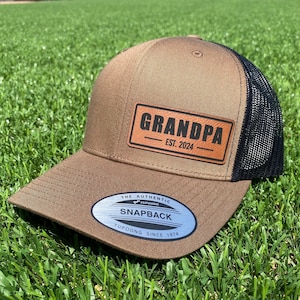 Grandpa Leather Patch Hat, New Grandpa 2024 Cap, Custom Gramps Gift, Personalized Grandpa Gift Idea, Grandad Gifts, Fathers Day Gifts