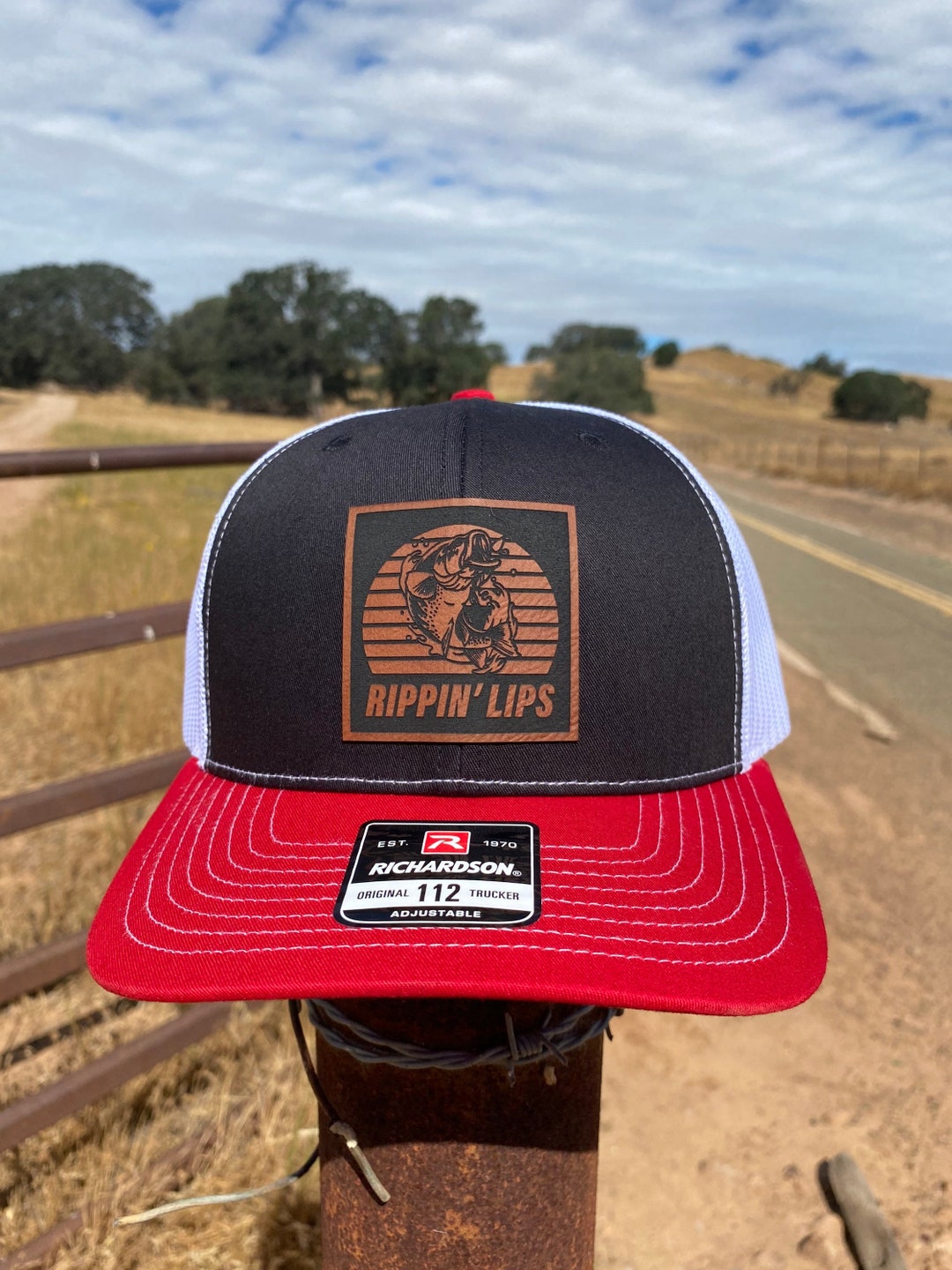 Rippin' Lips Square Patch Hat Fishing Leatherette Patch Etsy