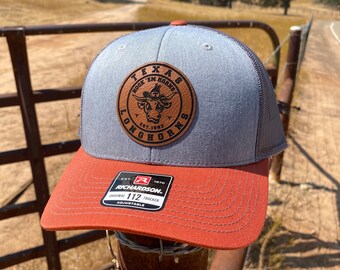 Texas Longhorns Hat - Leather Patch Hat - Leatherette Patch - Richardson 112 cap