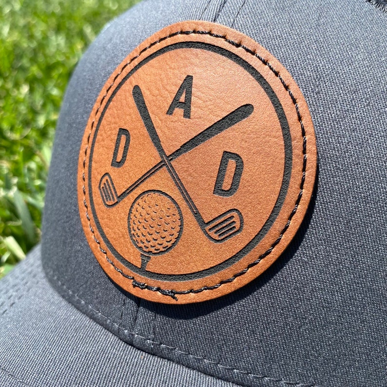 Leather patch for a golf dad
Dad golf hat. Golf Dad hat. Fathers Day Golf hat. Golf trucker hat. Leather patch hat for a golf dad. Fathers who golf. Golf snapback
